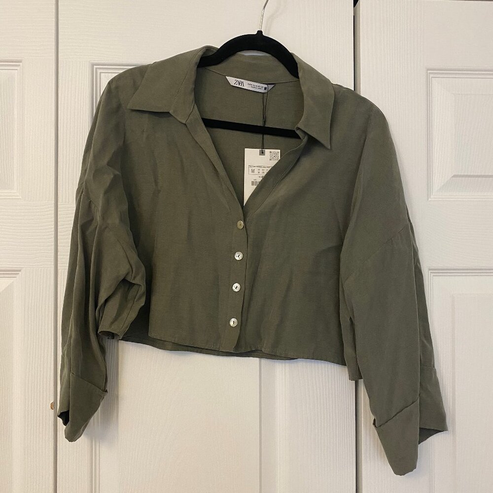 Cropped button down Zara Top